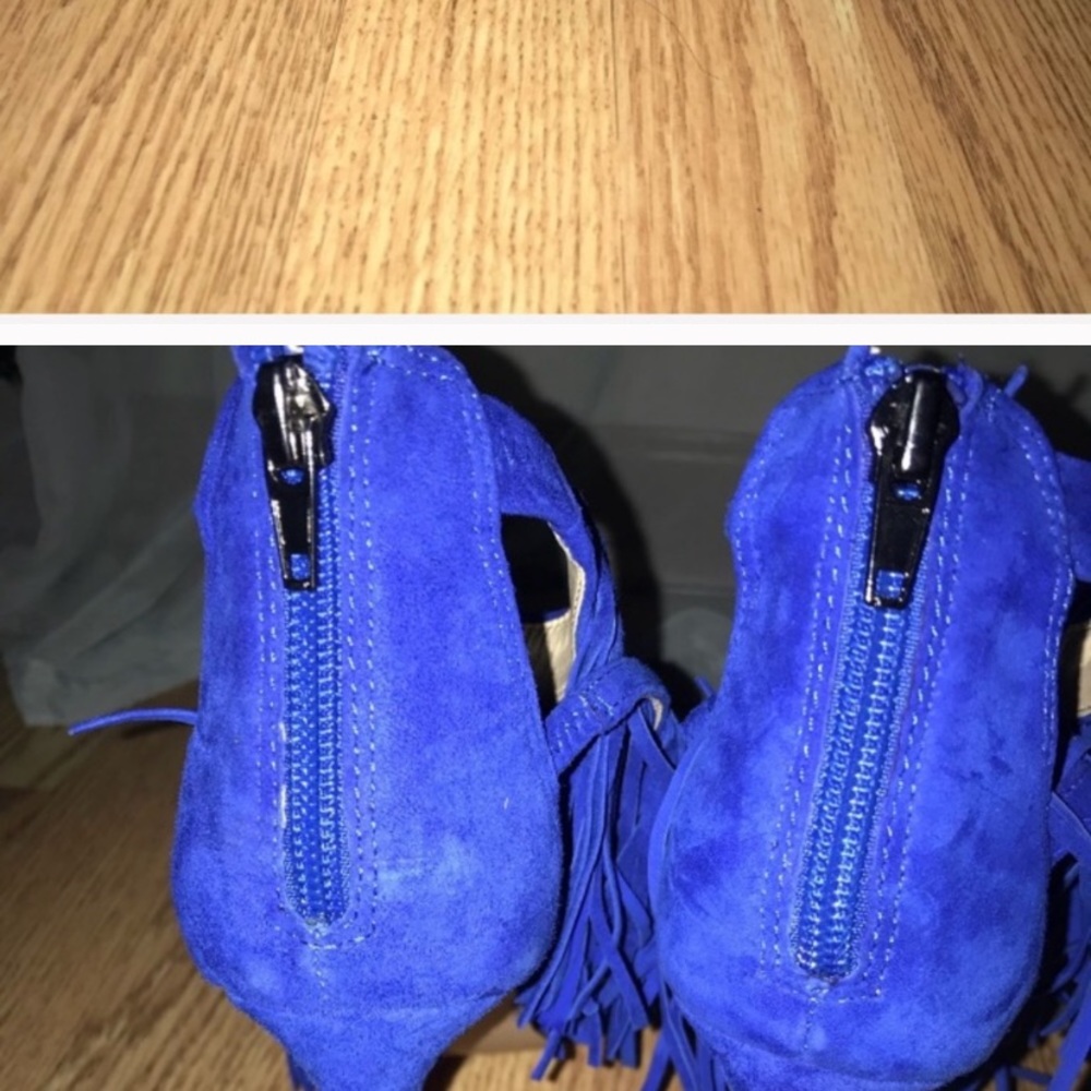 Steve Madden blue fringe heel